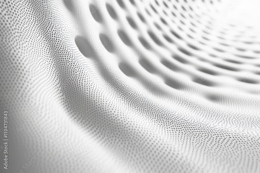 Poster An intriguing monochrome abstract piece featuring a wave pattern with a dotted ripple effect, emphasizing texture, movement, and fluidity in artistic expression.