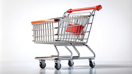 Isolated Empty Shopping Cart on a Clean White Background - Ideal for E-commerce Concepts, Shopping Themes, Retail Business Illustrations, and Online Marketplaces