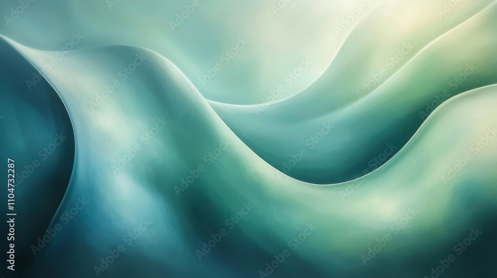 Aufkleber abstract fluid waves in soft teal and aqua tones for serenity