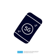 A stylized graphic of a smartphone with a prominent "5G" label, symbolizing advanced mobile technology and connectivity.