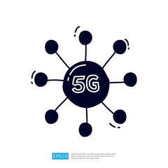 A graphic representation of 5G technology, featuring a central sphere labeled 