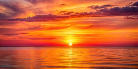 Obraz premium Sun setting over the horizon casting a beautiful orange and pink glow , sunset, sun, horizon, orange, pink, glow, sky, evening