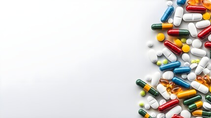 Vibrant Arrangement of Colorful Pills and Tablets.