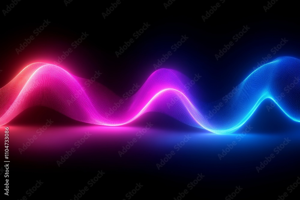 Aufkleber Neon Wave Pattern Abstract Background with Glowing Lines in Pink and Blue