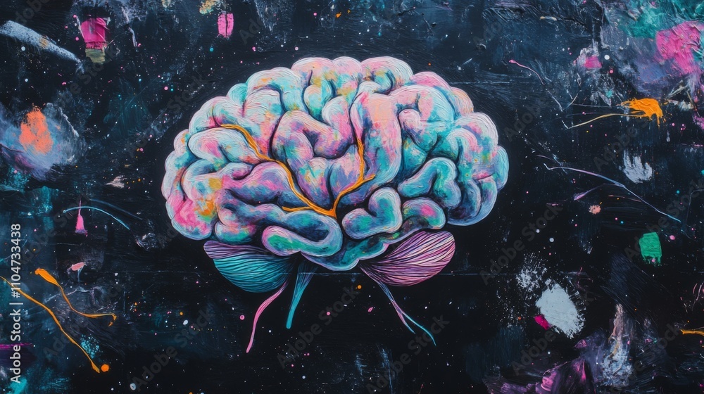 Poster vibrant artistic representation of a colorful abstract brain design