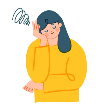 悩みの抱えている女性のイラスト