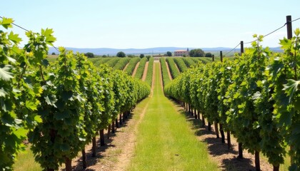 Naklejka premium Vineyard Vistas A Path Through the Grapes