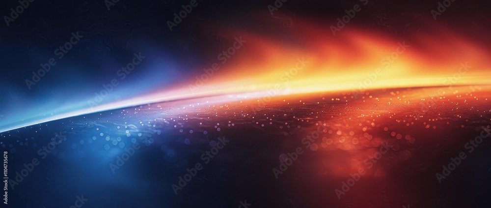 Poster retro grainy noise background with vibrant color wave on dark backdrop