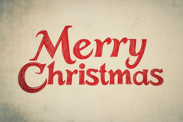 This image displays 'Merry Christmas' in bold red text on a canvas, creating a vintage and nostalgic feel that celebrates the traditional Christmas holiday spirit.
