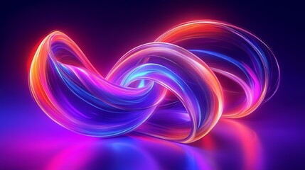 Obraz premium Abstract Neon Light Ribbons Digital Artwork Colorful Energy Swirl Background