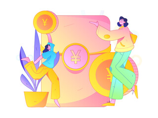 Use red envelopes to attract new customers and promote activity. Flat vector character concept illustration
