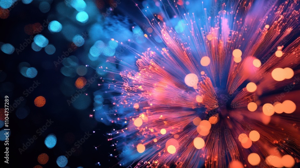 Poster abstract image of colorful light bursts and bokeh effects, creating a vibrant visual experience.