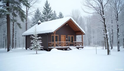  Cozy cabin nestled in a snowy forest