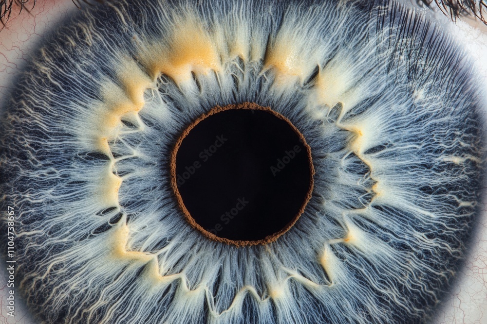 Poster An extreme close-up photograph of a human eye capturing the intricate and mesmerizing patterns of the iris, highlighted by contrasting colors and textures.