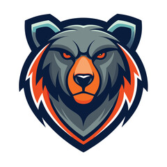 simple modern bear head logo with clean lines and minimalist style and simple color pallete. bear head logo