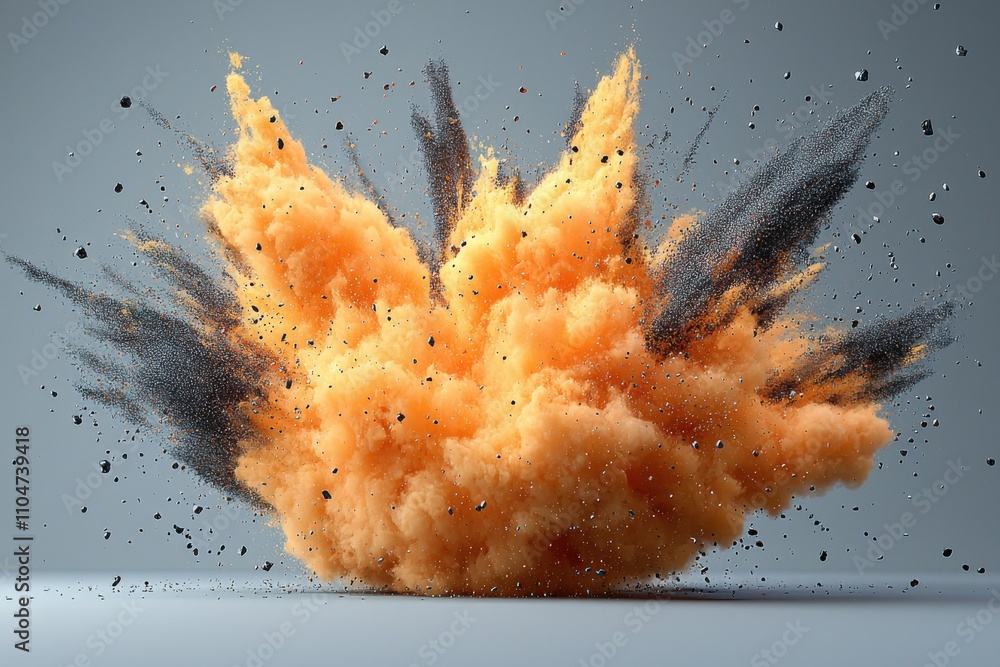 Poster abstract orange and gray explosion energy power chaos motion dynamic texture background