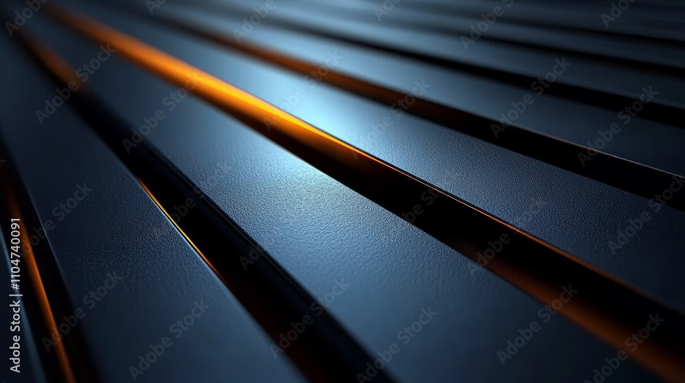 Poster modern minimalist grey slats with orange glow smooth reflective texture depth and dimension backgrou