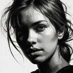 Fototapeta premium A monochrome, blurred portrait emphasizing light and texture.