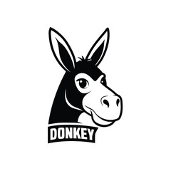 Black Vector Donkey with Lettering.