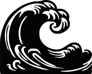 Sea Wave black Silhouette Clip art, Ocean Wave Silhouette Vector