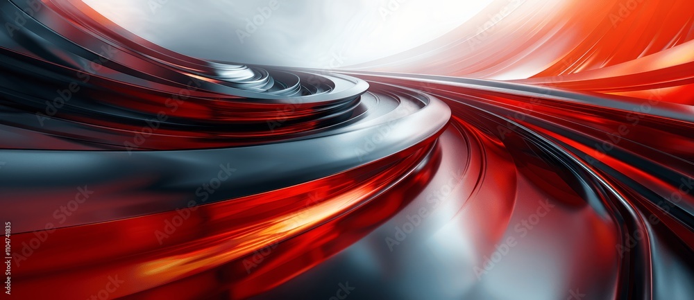Poster futuristic abstract technology background with red and dark curved lines