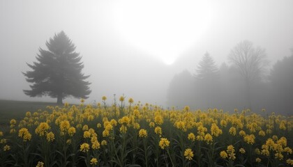  Ethereal beauty in a foggy meadow