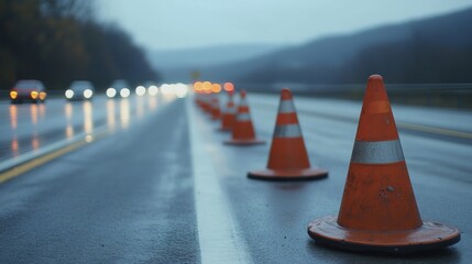 Traffic cone in street