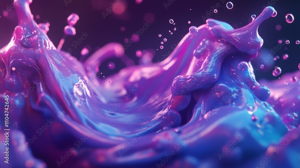 Aufkleber Vibrant Colorful Fluid Dynamics with Splashes and Bubbles in Motion
