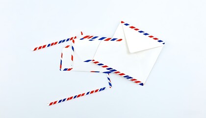 Stylish envelopes arranged with red, white, and blue color scheme.