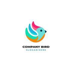 simple colored little bird logo for brand