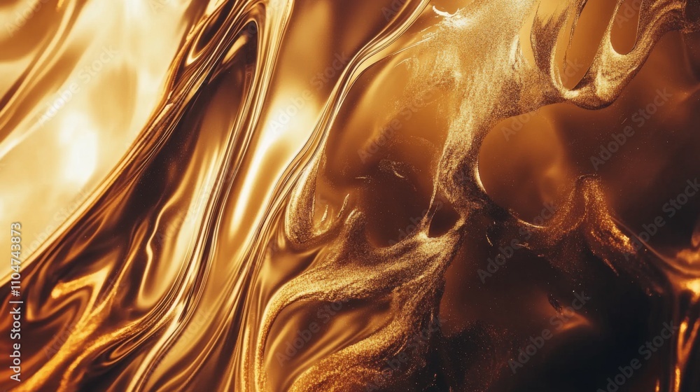 Aufkleber glimmering gold liquid abstract background with shimmering texture