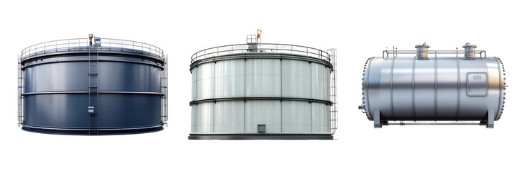Industrial Storage Tanks in Various Designs Isolated on transparent background png