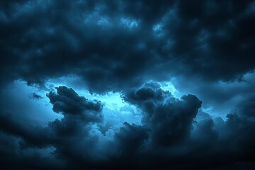 Obraz premium Dramatic Storm Clouds Ominous Night Sky Gloomy Thunderstorm Rain Wind Lightning Dark Fantasy