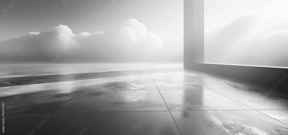 Poster silver gradient background with grainy texture and light effects