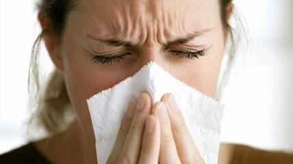 Coping with seasonal allergies a woman's struggle at home with tissues and discomfort