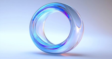 Fototapeta premium Futuristic Circular Holographic Object with Blue and Purple Gradient in Minimalist Design