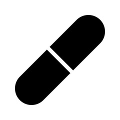 medicine pill, medicine capsule, vector icon, black line white background