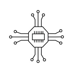 Artificial intelligence icons Vector illustration white background black lines