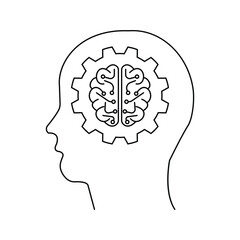 Artificial intelligence icons Vector illustration white background black lines