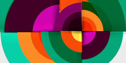 Obraz premium Circle and semi circle geometric background. Vector Illustration For Wallpaper, Banner, Background, Card, Book Illustration, landing page