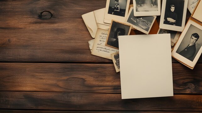 Vintage Photos Wooden Background