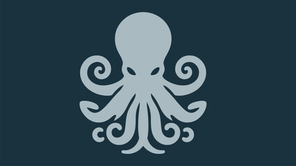 octopus head silhouette logo in flat style