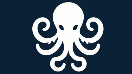 octopus head silhouette logo in flat style