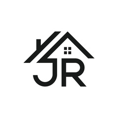 letter JR home house, logo design graphic vector