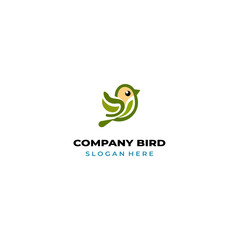 simple colored little bird logo for brand