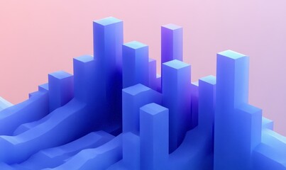 Fototapeta premium Abstract Digital Artwork Smooth Flowing Gradients of Blue Purple and Pink Minimalist Background