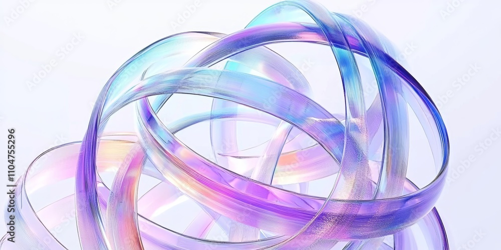 Poster futuristic abstract geometry with intersecting tubes and vibrant colors on light background 3d rende