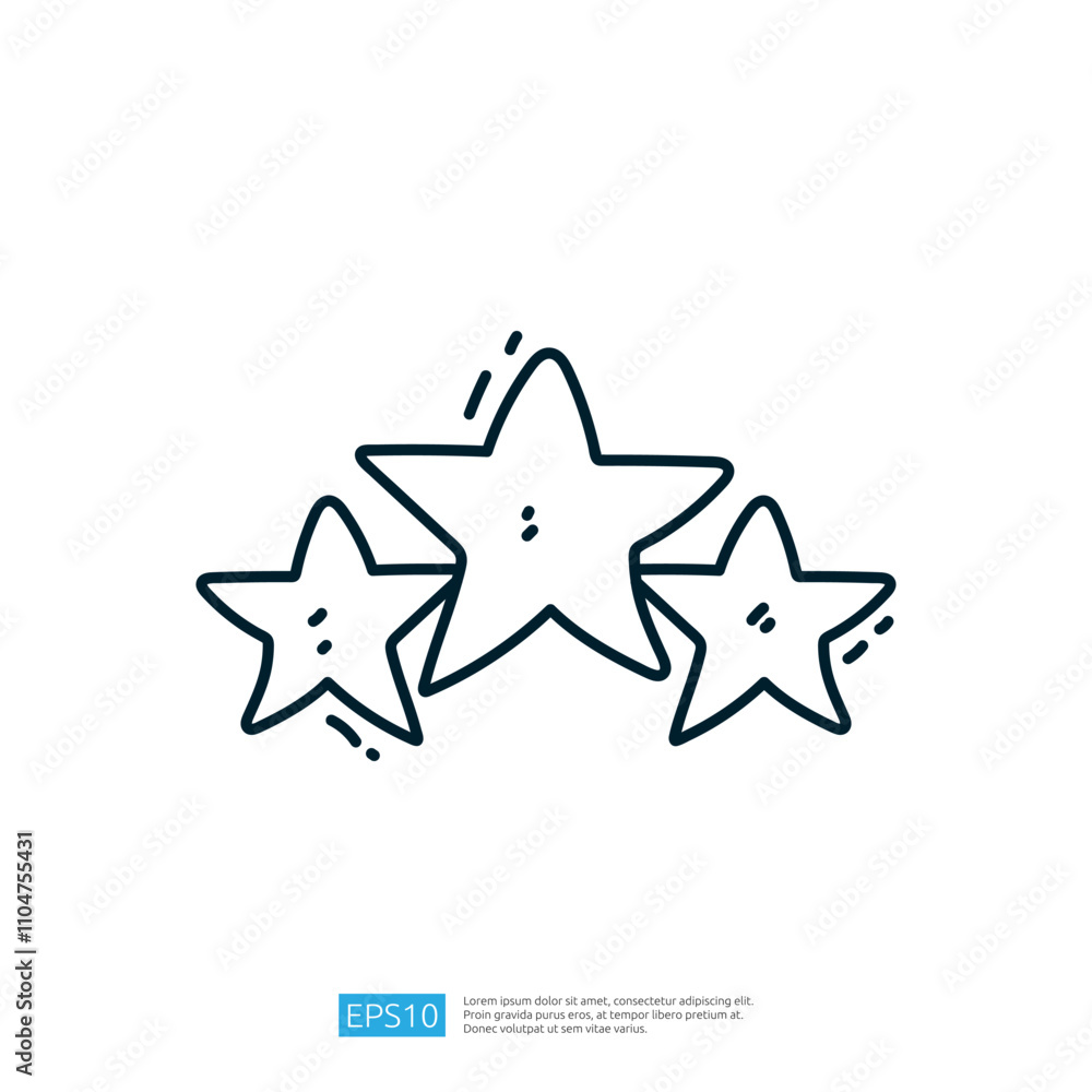 Poster the image features three outlined stars arranged in a triangular formation, symbolizing achievement 