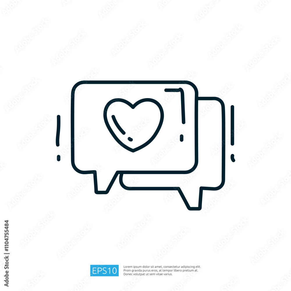 Poster the image features two speech bubbles with a heart symbol, representing communication and affection.