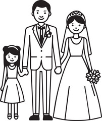 icon of a bridal couple with their child